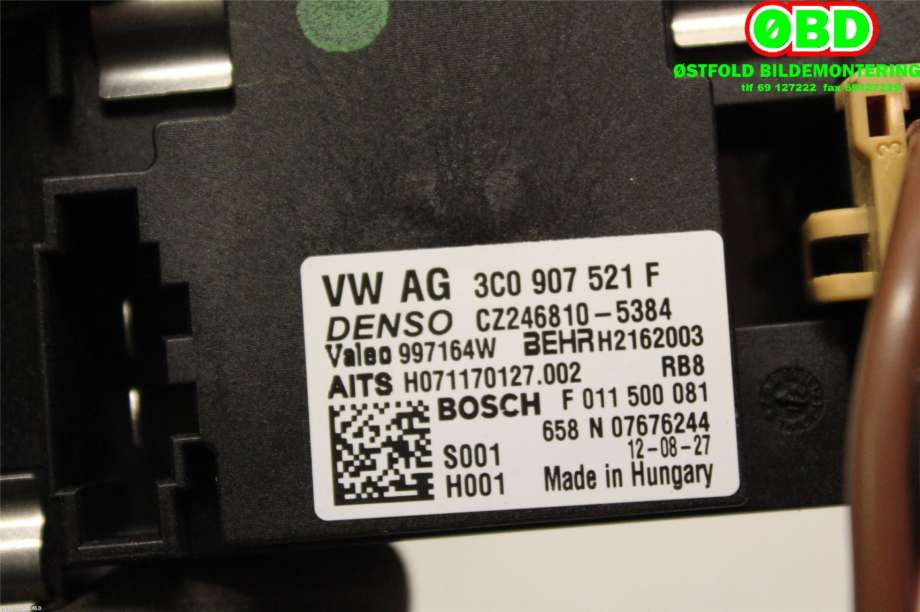 Varmeapparat motstand til Audi A3 2009-2012 (Type II, Fase 2)  (AUDI||3C0907521F)