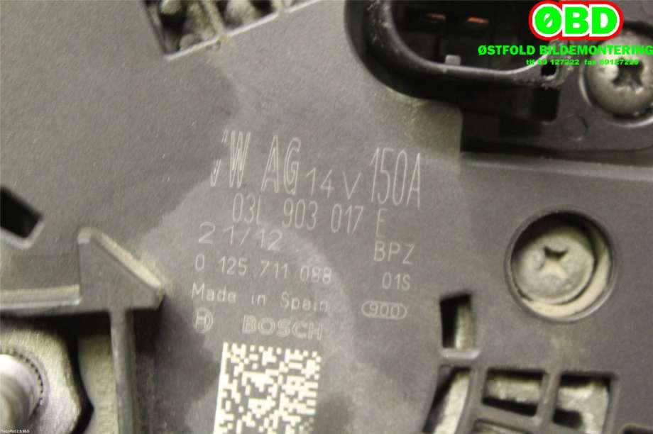 Dynamo til Audi A4 2007-2014 (Type IV) (B8) (B8) (AUDI|03L 903 017 E|03L 903 017 EX|03L903017E)