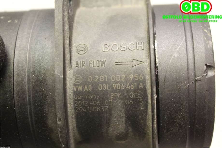 Luftmengde/luftmassemåler til Audi A4 2007-2014 (Type IV) (B8) (B8) (AUDI|03L 906 461 A|0281002956|03L906461A)
