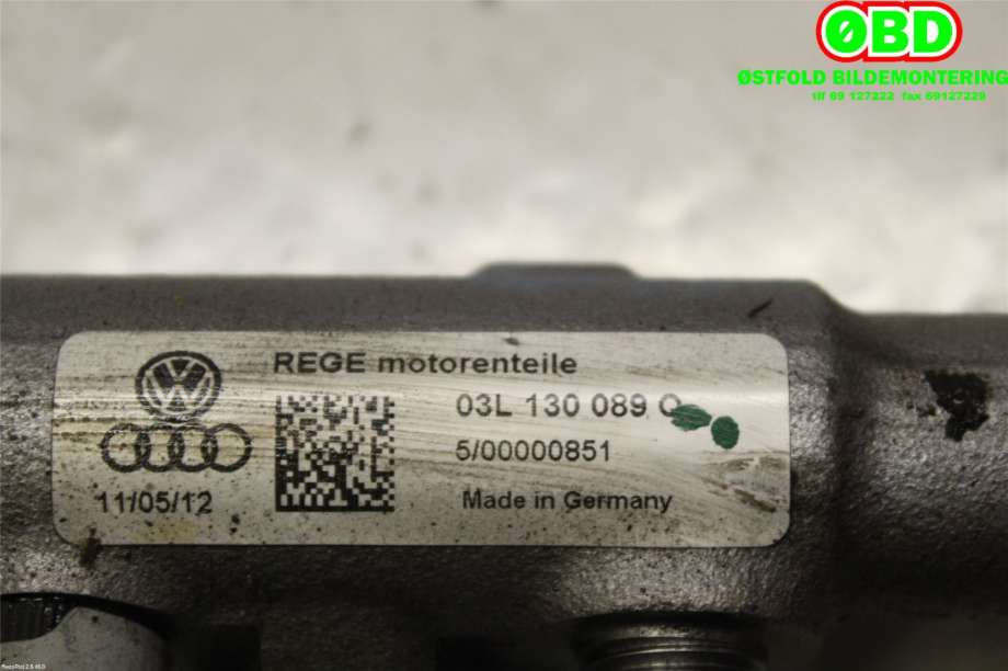 Dyseskinne (fuelrail) til Audi A4 2007-2014 (Type IV) (B8) (B8) (AUDI|03L 130 089 Q||03L130089Q)