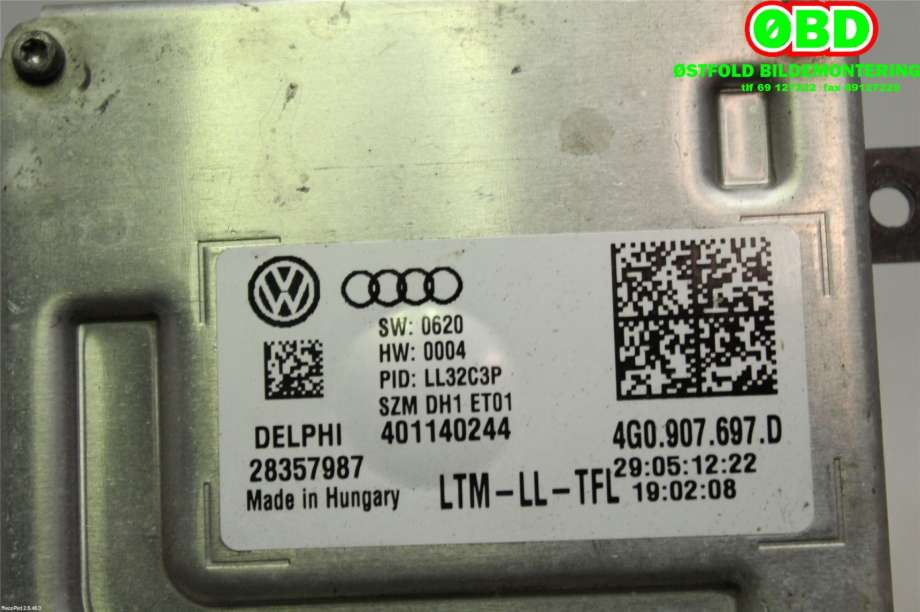 Styreenhet xenon/ballast til Audi A4 2007-2014 (Type IV) (B8) (B8) (AUDI|4G0 907 697 D||4G0907697D)