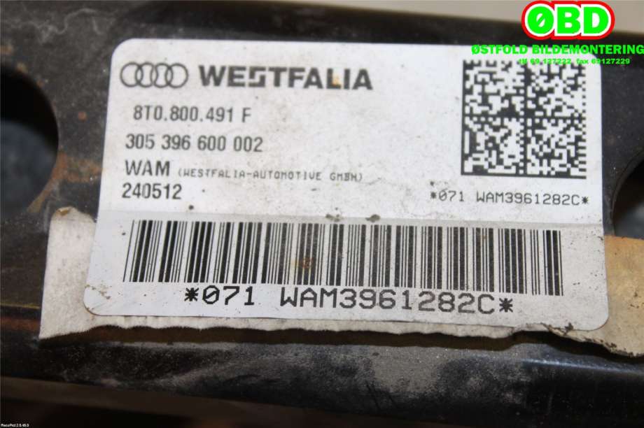 Hengerfeste til Audi A4 2007-2014 (Type IV) (B8) (B8) (AUDI|8T0 800 491 F|8T0 800 491 H|8T0800491F)