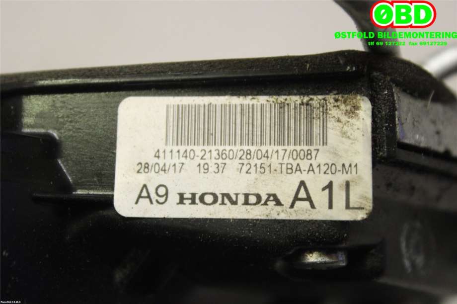 Låsekasse venstre foran til Honda Civic 2017-->> (Type X)  (HONDA|72150T8ME01|)