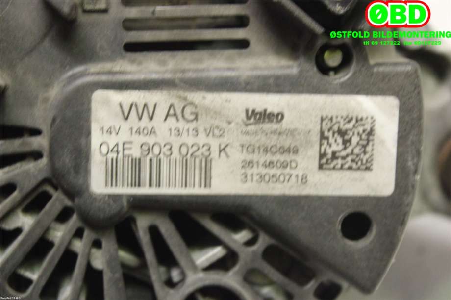 Dynamo til VW Golf VII 2012-2017 (Fase 1)  (VOLKSWAGEN|04E 903 023 K|04E 903 023 KX|04E903023K)