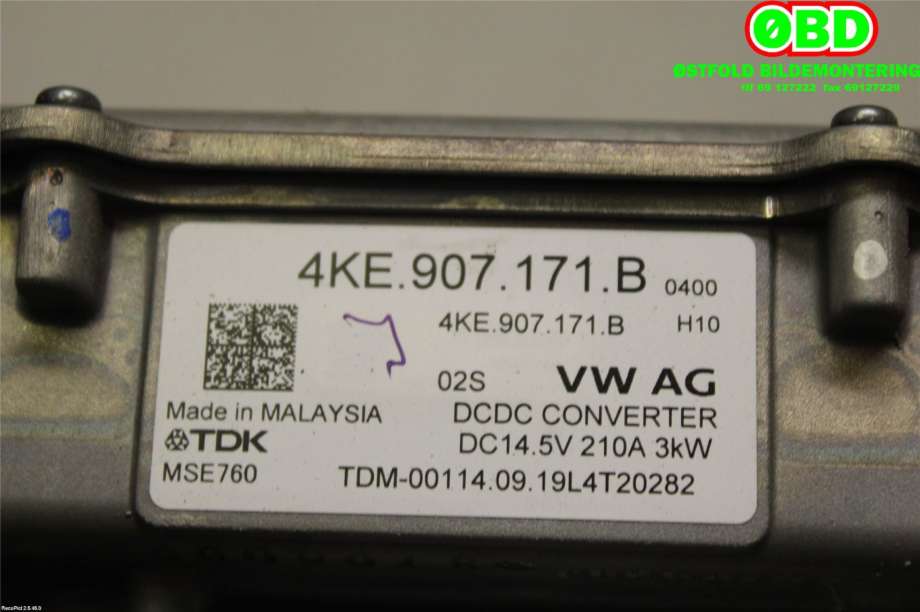 DCDC converter hybrid til Audi e-tron 2018-->>  (AUDI|4KE 907 171 B|4KE 907 171 C|4KE907171B)