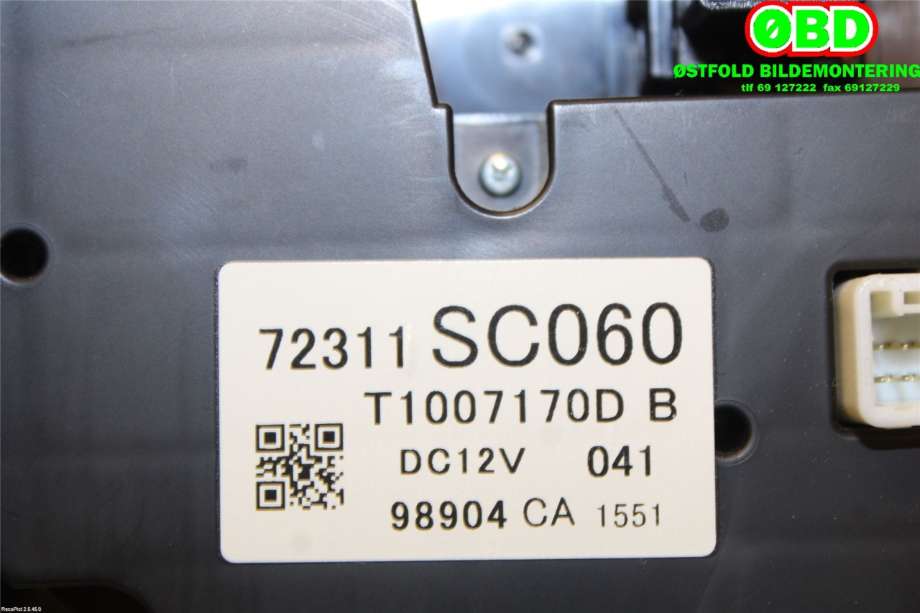 Varmeapparat betjening til Subaru Forester 2008-2013 (Type III) (SUBARU|72311SC060|)
