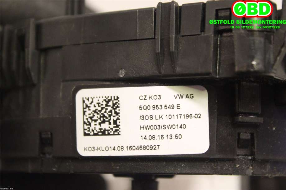 Airbag slepering til Škoda Octavia 2017-2020 (Type III, Fase 2)  (SKODA|5Q0 953 549 E||5Q0953549E)