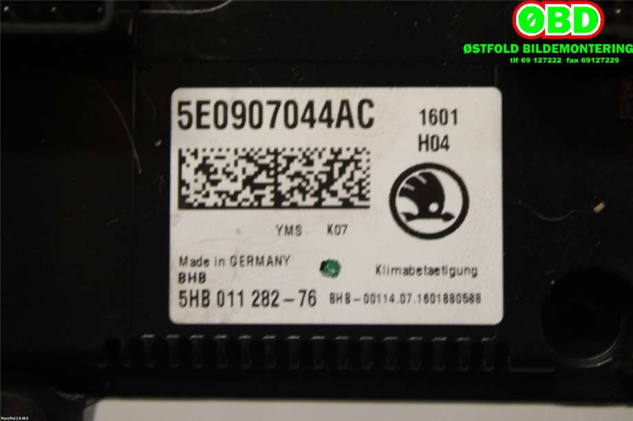 Varmeapparat betjening til Škoda Octavia 2017-2020 (Type III, Fase 2)  (SKODA|5E0 907 044 AC||5E0907044AC)