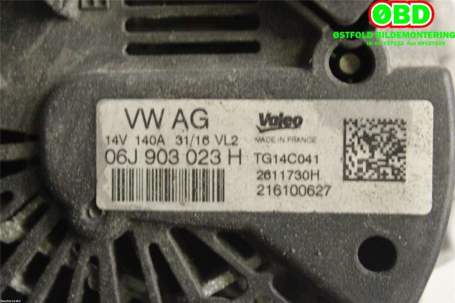 Dynamo til Škoda Octavia 2017-2020 (Type III, Fase 2) (SKODA|06J 903 023 H|06J 903 024 D|06J903023H)