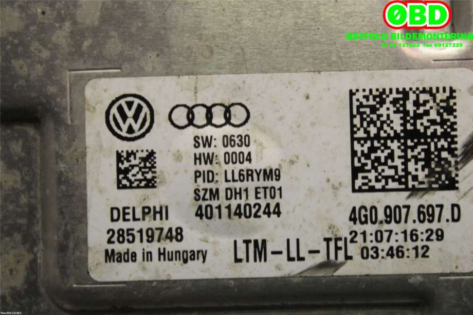 Styreenhet xenon/ballast til Škoda Octavia 2017-2020 (Type III, Fase 2)  (SKODA|4G0 907 697 D||4G0907697D)
