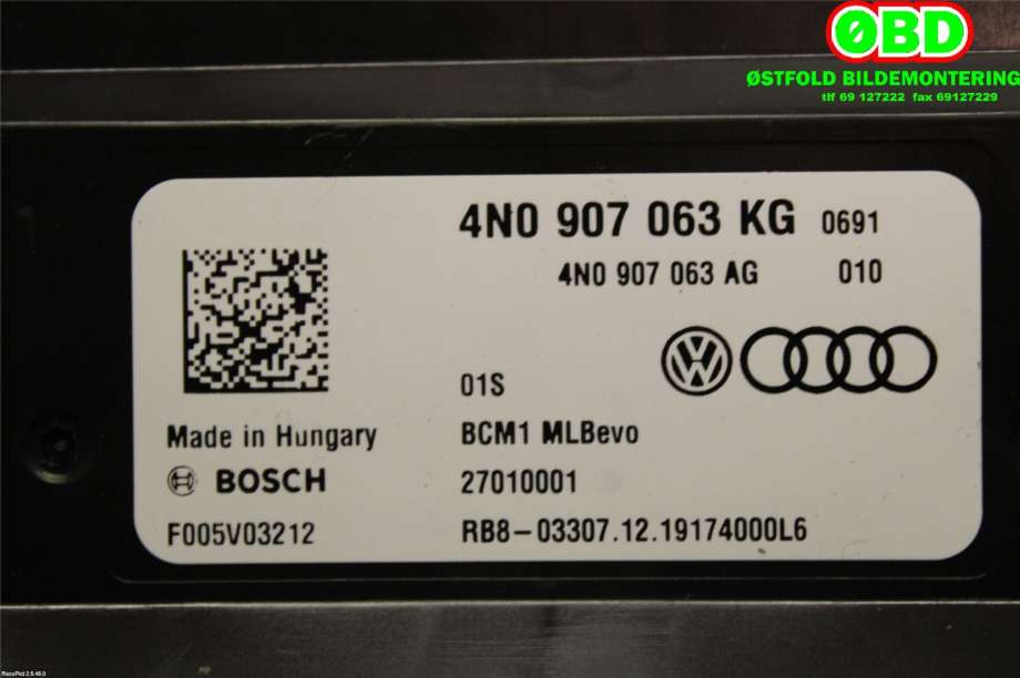 Styreenhet comfort (BCM) til Audi e-tron 2018-->>  (AUDI|4N0 907 063 KG||4N0907063KG)