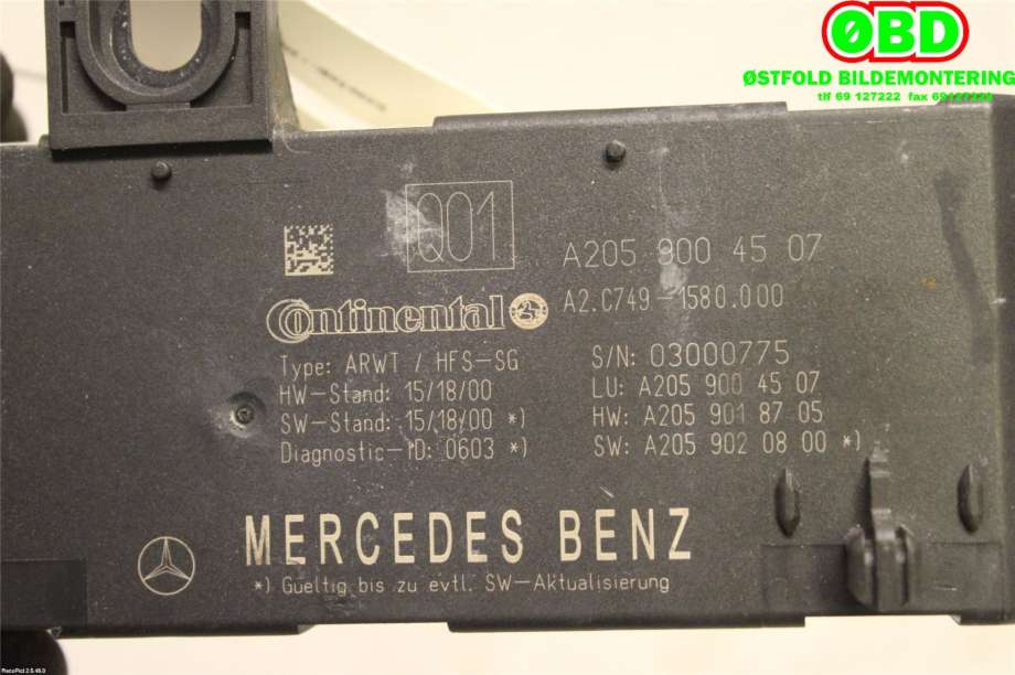 Styreenhet elektrisk bakluke til Mercedes GLC 2015-2022 (X253) (X253) (|2059004507)