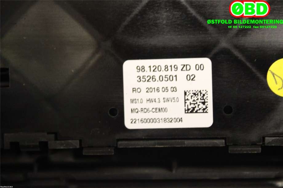 Bilstereo diverse til Toyota Proace 2016-->> (Type II) (TOYOTA||9812067580)