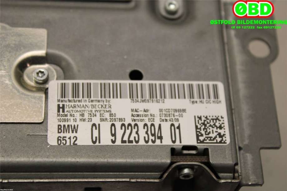 Bilstereo navigasjon til BMW 7-Serie 2009-2015 (F01/F02/F03/F04) (F01/F02/F03/F04) (BMW|65 12 9 199 602||65129223394)