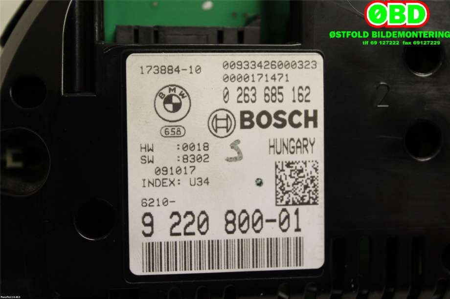 Instrumentpanel til BMW 7-Serie 2009-2015 (F01/F02/F03/F04) (F01/F02/F03/F04) (BMW|62 10 8 795 128||62109220800)