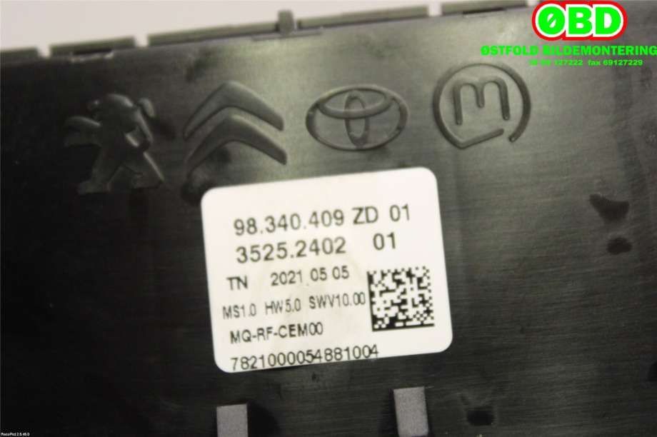 Varmeapparat betjening til Peugeot Partner 2019-->> (Type III)  (PEUGEOT|98340409ZD|)