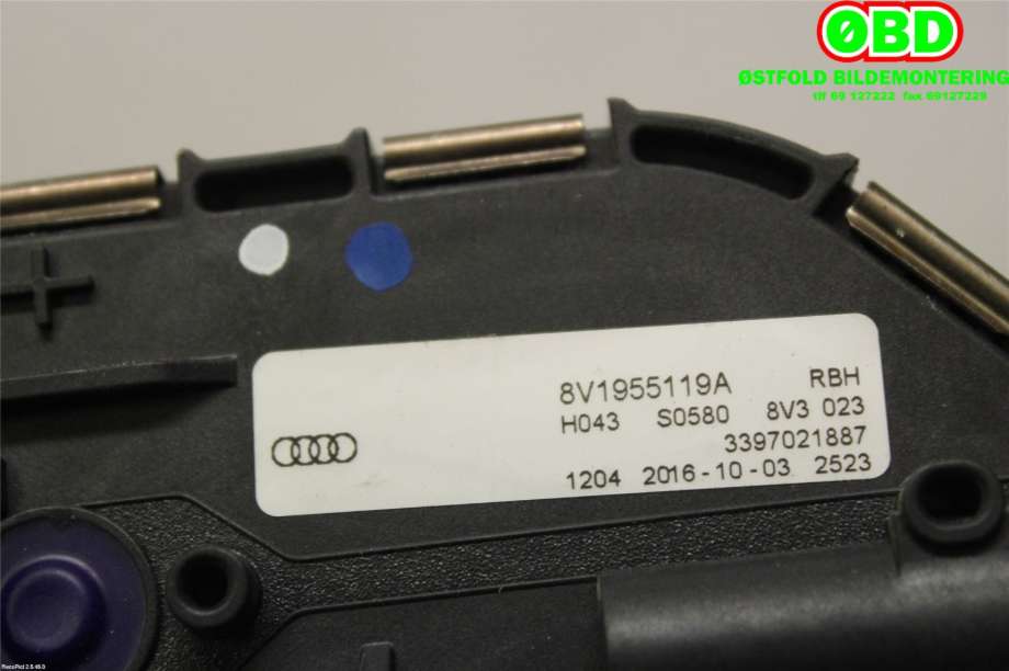 Viskermotor frontrute til Audi A3 2016-2020 (Type III, Fase 2) (AUDI||8V1955119A)