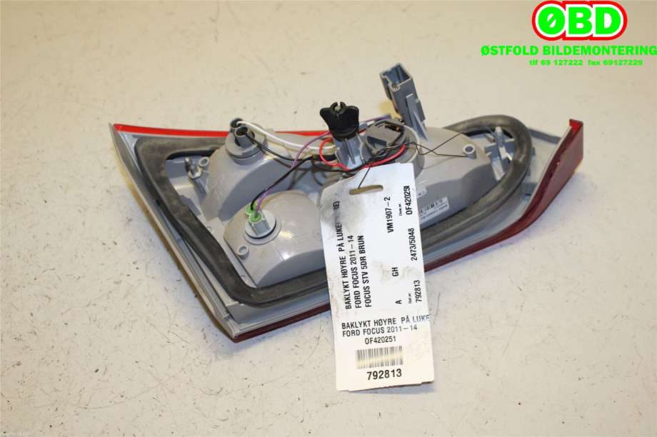 Baklykt høyre indre til Ford Focus 2011-2014 (Type III, Fase 1)  (FORD|1775986||BM5113A602BC)