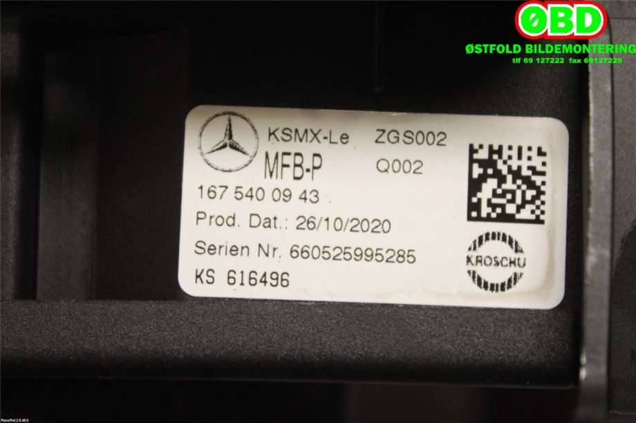 Sikringsboks til Mercedes GLE 2019-->> (W167) (W167) (MERCEDES|A 167 540 09 43||1675400943)