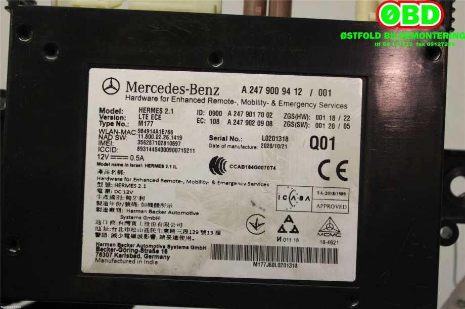 Styreenhet diverse til Mercedes GLE 2019-->> (W167) (W167) (MERCEDES|A 247 900 94 12|A 238 900 86 01|2479009412)