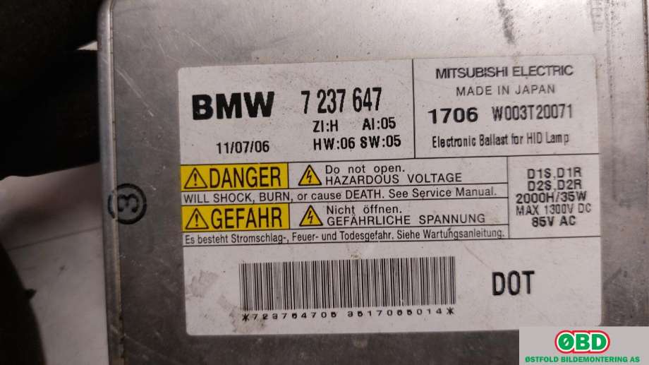 Styreenhet xenon/ballast til BMW 5-Serie 2010-2017 (F10/F11) (F10/F11) (BMW|63 11 7 318 327|W003T20071|7237647)