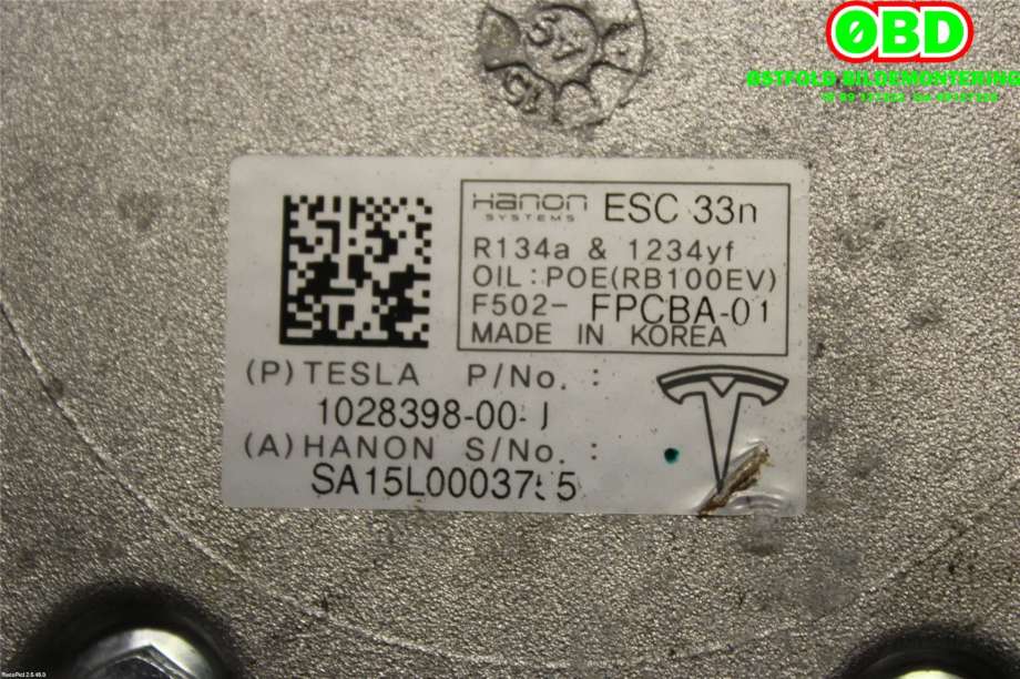 Aircondition kompressor til Tesla Model S 2016-2021 (Fase 2) (TESLA|102839800I|)