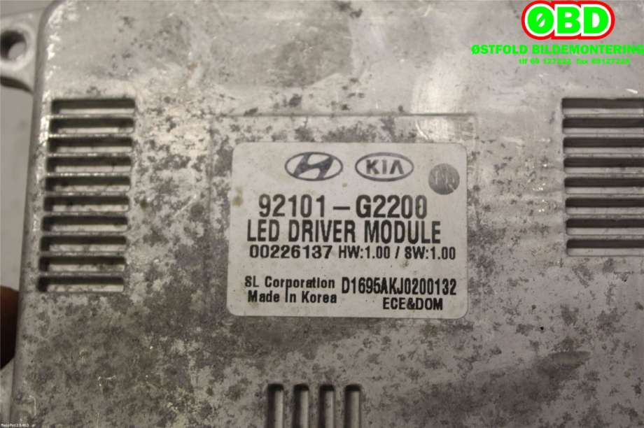 Styreenhet xenon/ballast til Hyundai Ioniq Electric 2019-->> (Fase 2)  (HYUNDAI||92101G2200)