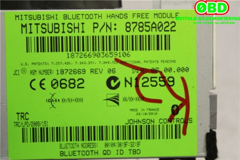 Bilstereo diverse til Mitsubishi ASX 2010-2019 (MITSUBISHI|8785A022|)