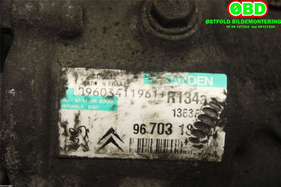 Aircondition kompressor til Peugeot Partner 2008-2015 (Type II, Fase 1)  (PEUGEOT|6453ZZ|9822826880|9670318880)