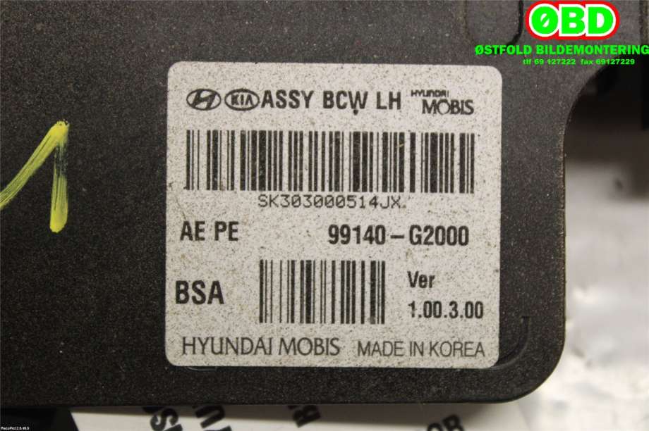 Sensor radar til Hyundai Ioniq Electric 2019-->> (Fase 2)  (HYUNDAI|99140G 2000||99140G2000)