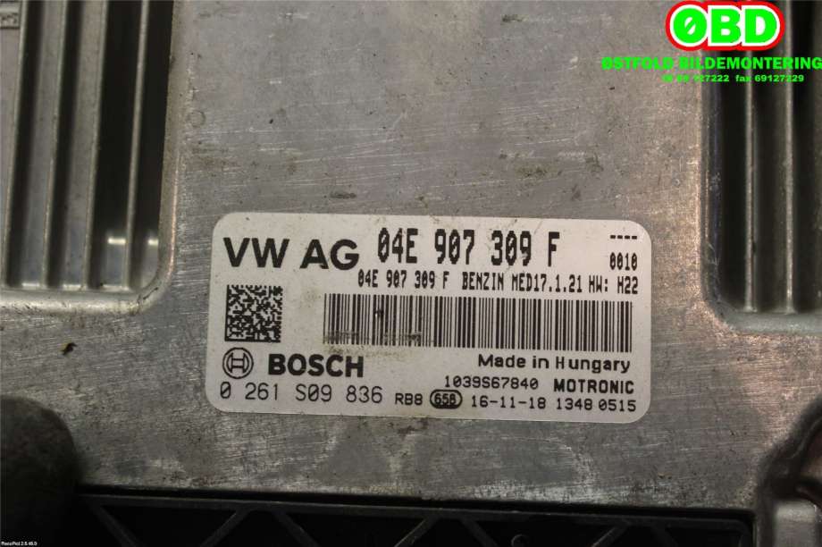 Styreenhet motor til Audi A3 2016-2020 (Type III, Fase 2)  (AUDI|04E906023AR||04E907309F)