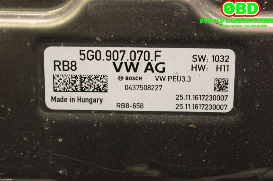 Inverter hybrid til Audi A3 2016-2020 (Type III, Fase 2)  (AUDI|5G0 907 070 F|5G0 907 070 H|5G0907070F)