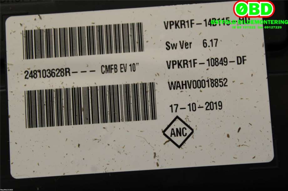 Instrumentpanel til Renault Zoe 2013-2019 (Fase 1)  (RENAULT|248103628R|248096175R)