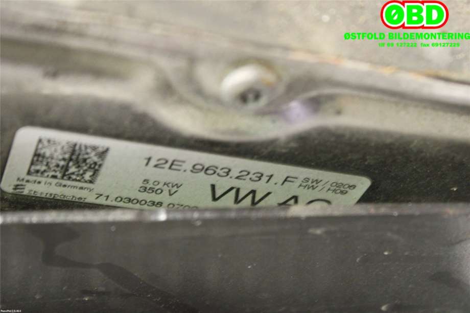 Varmeapparat register til VW e-Golf 2014-2017 (Fase 1)  (VOLKSWAGEN|5Q0 819 565 B|5Q0 819 565 C|12E963231F)