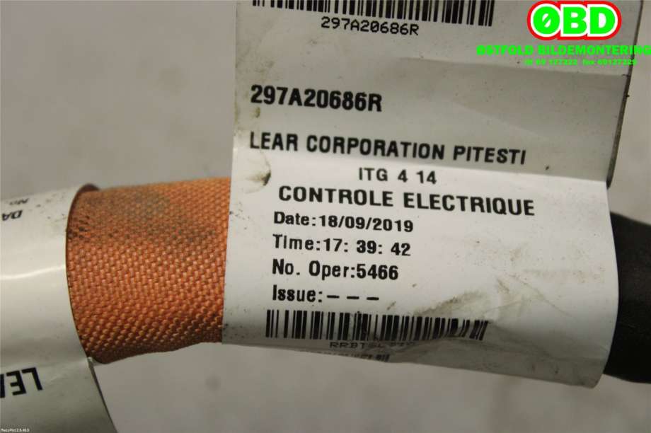 Ledningsnett til Renault Zoe 2013-2019 (Fase 1)  (RENAULT|297A20686R|)