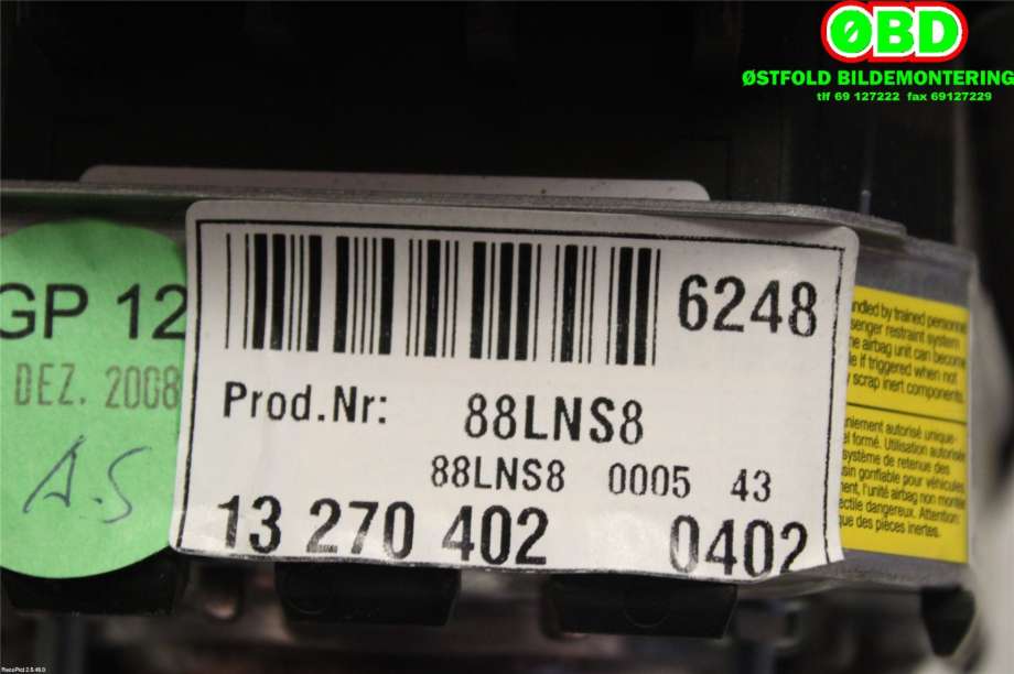 Airbag rattpute til Opel Insignia A 2009-2014  (OPEL|13270402|51 99 395)