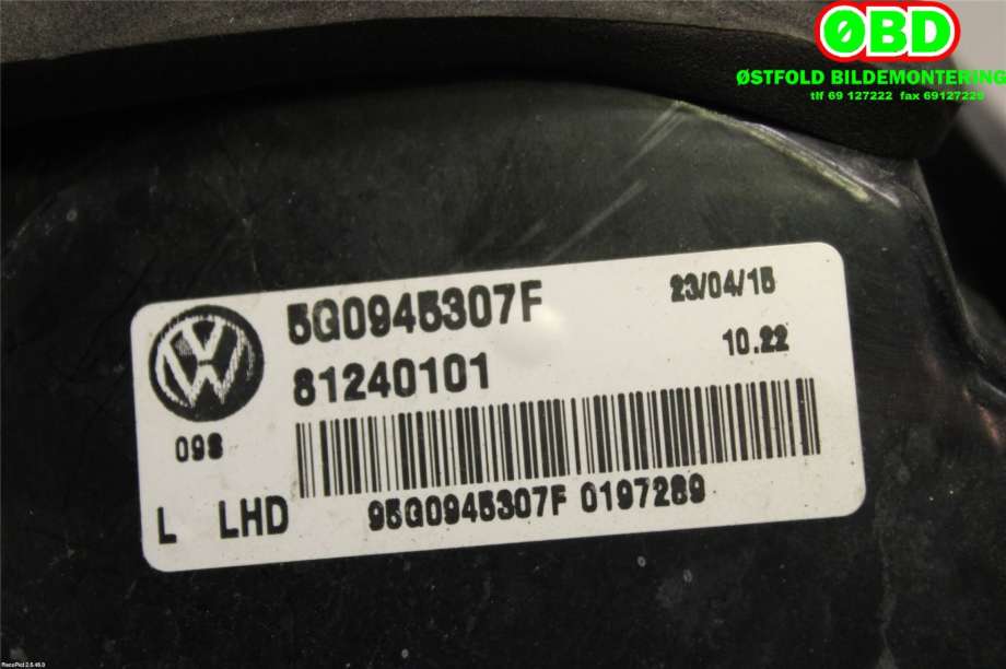 Baklykt venstre indre til VW e-Golf 2014-2017 (Fase 1)  (VOLKSWAGEN|5G0 945 307 F||5G0945307F)