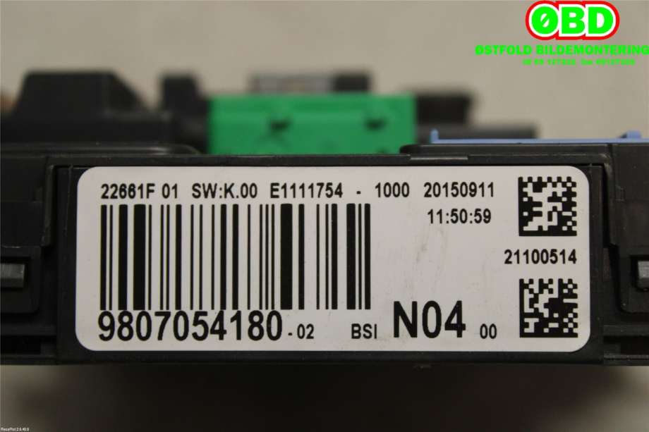 Sikringsboks til Peugeot 308 2013-2021 (Type II)  (PEUGEOT|1610807880||9807054180)