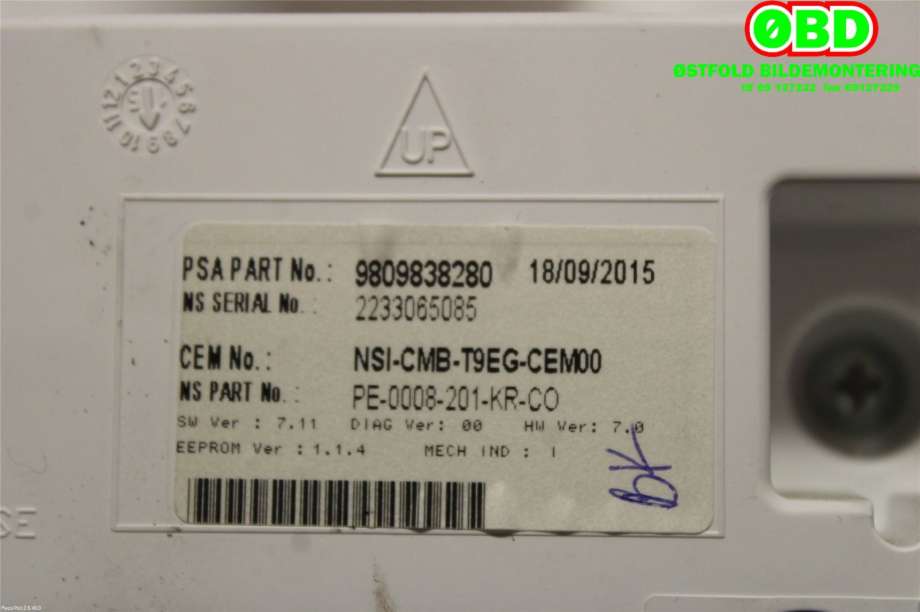 Instrumentpanel til Peugeot 308 2013-2021 (Type II)  (PEUGEOT|9809838280|)