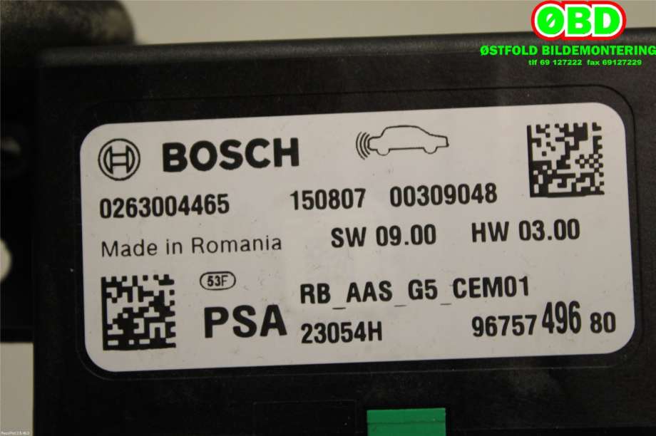 Styreenhet parkering til Peugeot 308 2013-2021 (Type II)  (PEUGEOT||9675749680)