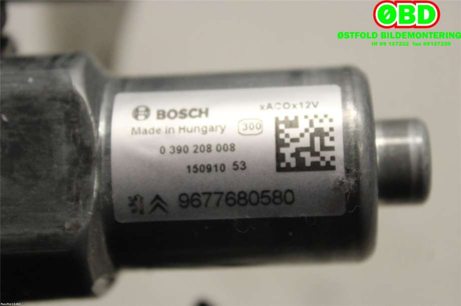 Viskermotor bakrute til Peugeot 308 2013-2021 (Type II)  (PEUGEOT|96 776 805 80|98 195 231 80|9677680580)