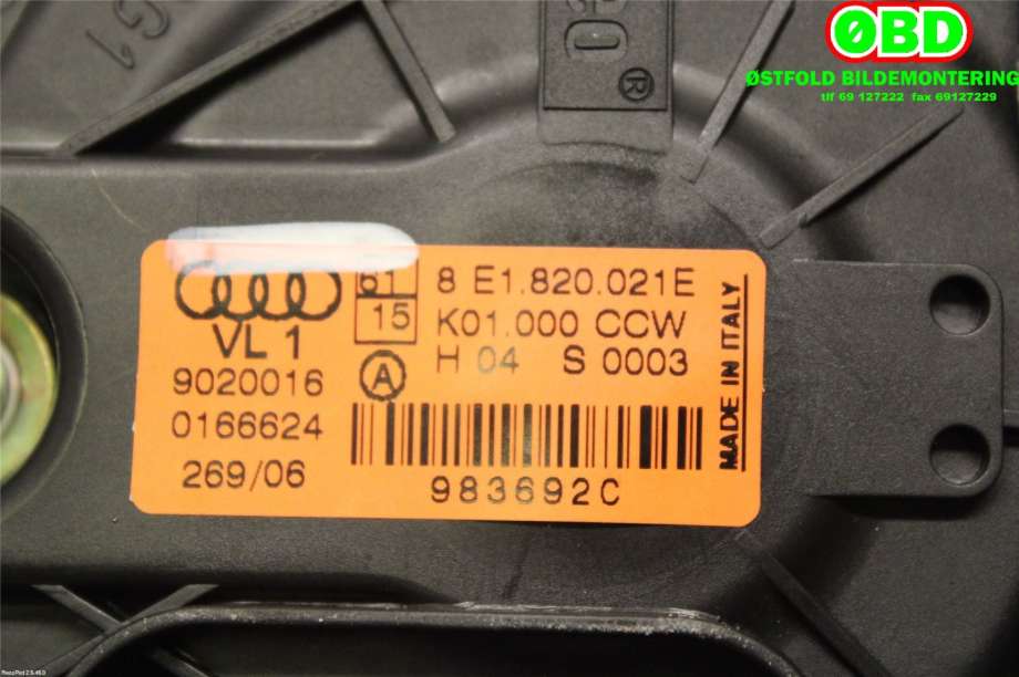 Varmeapparat motor til Audi A4 2004-2008 (Type III) (B7) (B7) (AUDI|8E1820021E|)