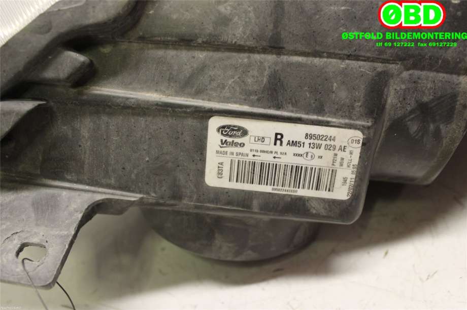 Frontlykt høyre halogen til Ford C-Max 2010-2015 (Type II, Fase 1)  (FORD|1787127||AM5113W029AE)