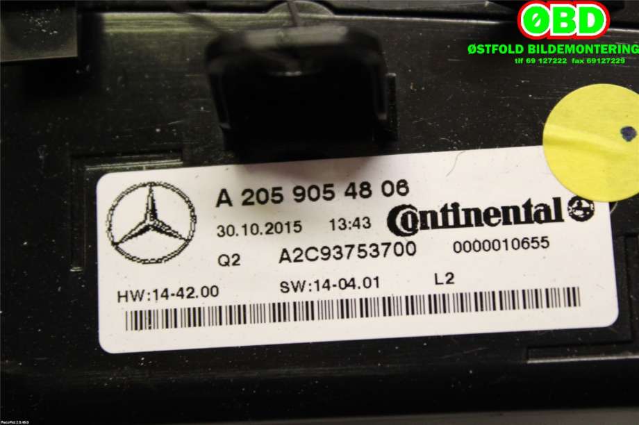 Varmeapparat betjening til Mercedes C-Klasse 2014-2018 (Fase 1) (W205) (W205) (MERCEDES|A 205 905 48 06|A 205 905 43 15|2059054806)