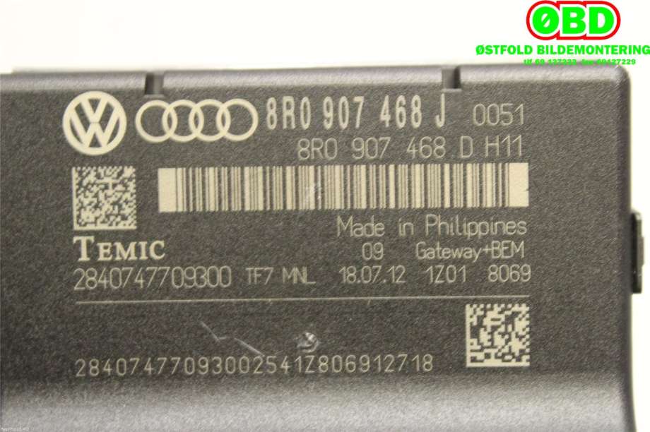Styreenhet diverse til Audi A5 2007-2016 (Type I) (AUDI|8R0 907 468 P|8R0 907 468 AA|8R0907468J)