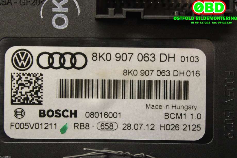 Styreenhet comfort (BCM) til Audi A5 2007-2016 (Type I)  (AUDI|8K0 907 063 DL||8K0907063DH)