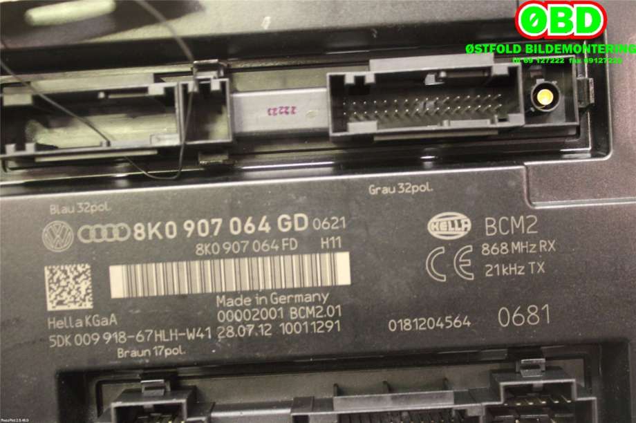 Styreenhet comfort (BCM) til Audi A5 2007-2016 (Type I)  (AUDI|8K0 907 064 HJ|8K0 907 064 KJ|8K0907064GD)