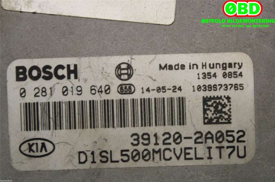 Styreenhet motor til Kia Sportage 2010-2016 (Type III)  (KIA|391202A052|0281019640)