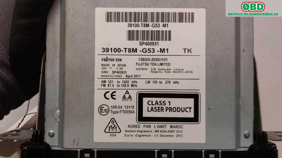 Bilstereo navigasjon til Honda HR-V 2015-2021 (Type II)  (HONDA|06395T8MG53|)