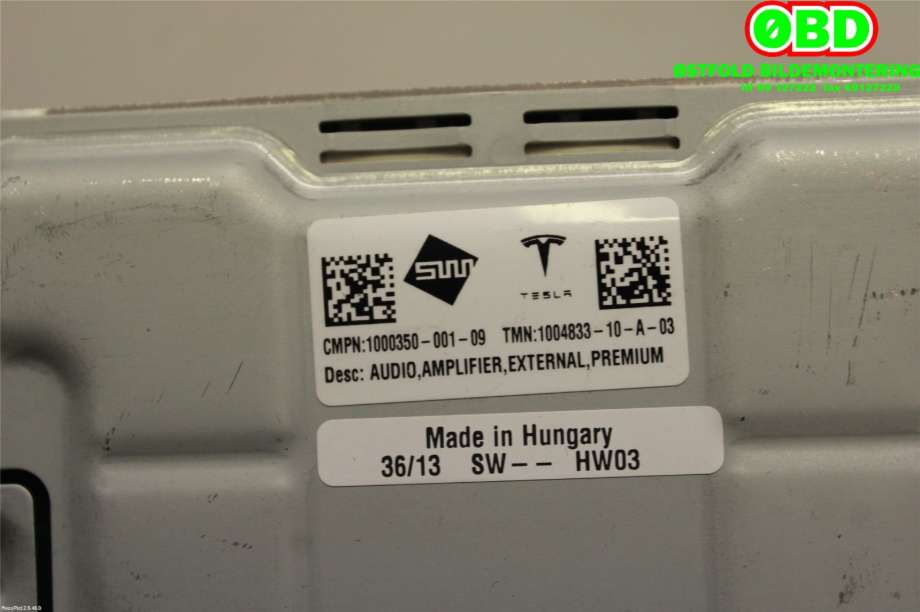 Bilstereo forsterker til Tesla Model S 2013-2016 (Fase 1)  (TESLA|100483310A|)